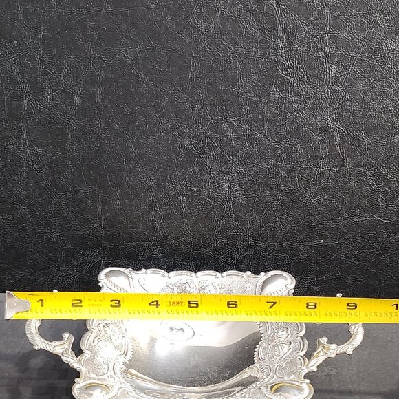 Vintage Silver-Plated Nut Bowl Embossed Floral Ornate Shallow Bowl With Feet - Picture 7 of 10